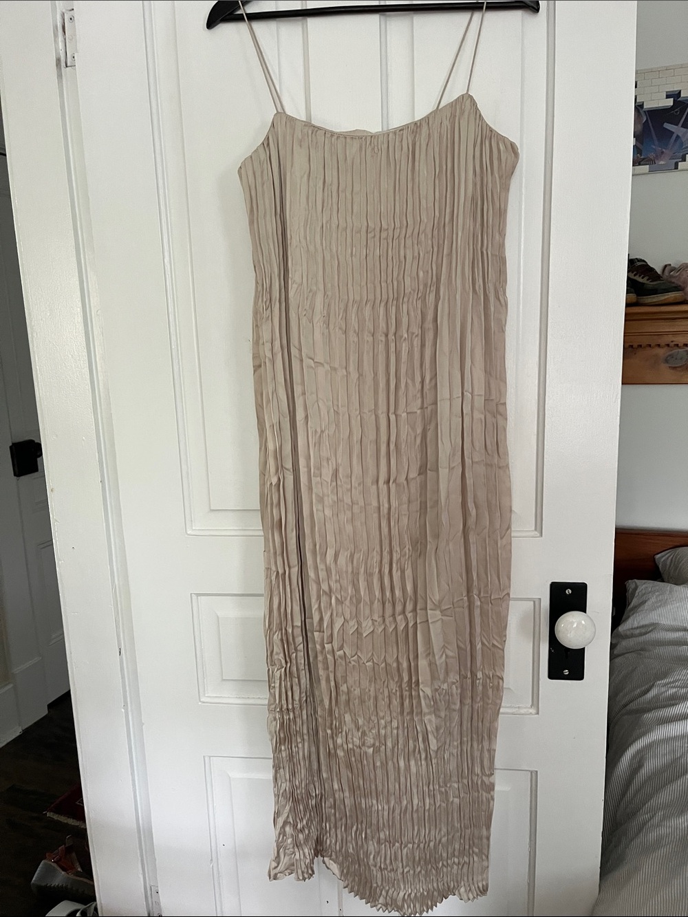 Hudson Norrh Pleated Slip Skirt in champagne